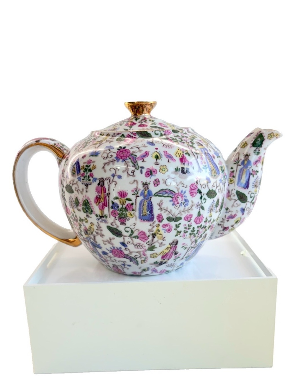 ARDALT Lenwile Hand-Painted Porcelain Bone China Chintz Teapot 1940s-50s Floral